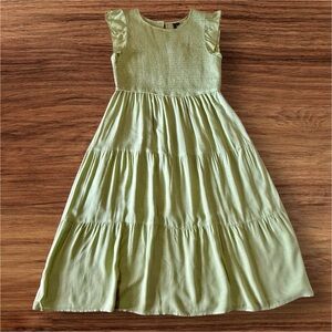 Zattcas Womens Smocked Light‎ Green Ruffle Tiered Midi Dress NWT NEW X-Large